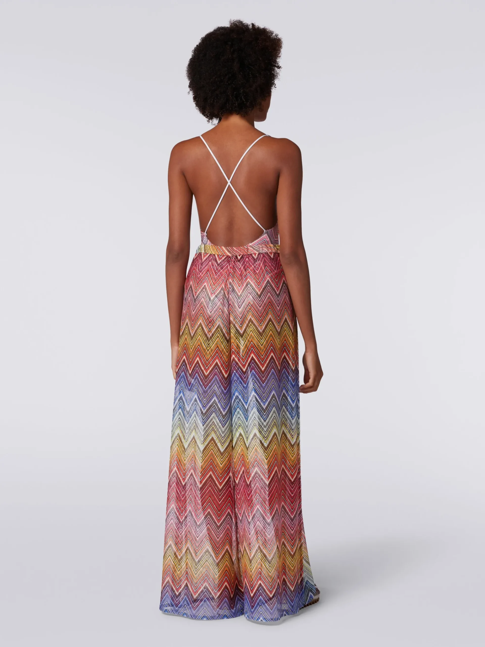 Cover up trousers in zigzag print fabric