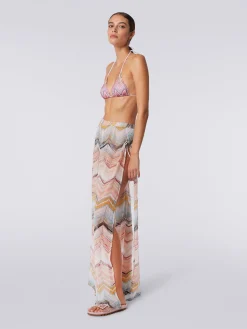 Cover up trousers in zigzag viscose blend with lurex