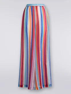 Cover up trousers in zigzag cotton and silk