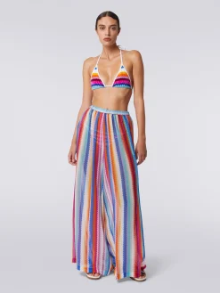 Cover up trousers in zigzag cotton and silk