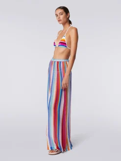 Cover up trousers in zigzag cotton and silk