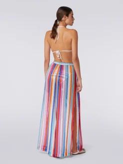 Cover up trousers in zigzag cotton and silk