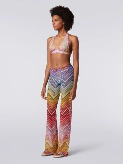 Cover up trousers in zigzag print tulle