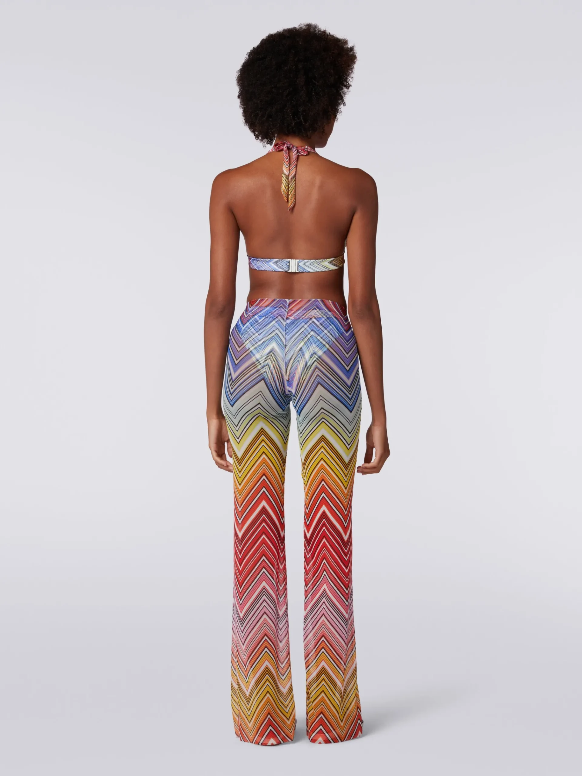 Cover up trousers in zigzag print tulle