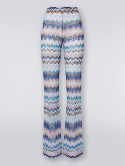 Cover up trousers in zigzag crochet with lurex