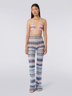 Cover up trousers in zigzag crochet with lurex