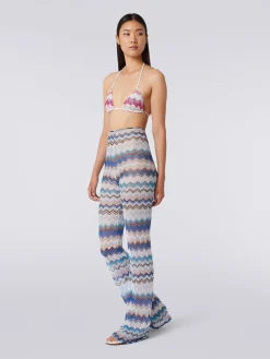 Cover up trousers in zigzag crochet with lurex