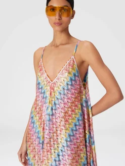 Cover-up dress with coated lace scarf