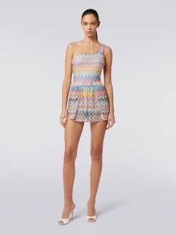 Cover-up shorts with zigzag print and lurex