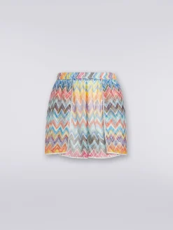 Cover-up shorts with zigzag print and lurex