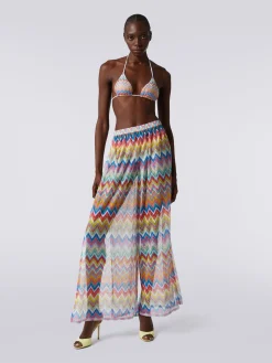Cover-up trousers with zigzag print