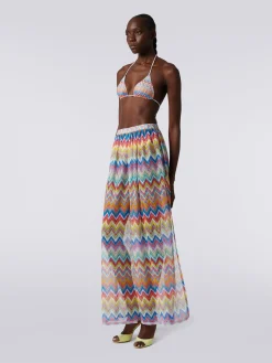 Cover-up trousers with zigzag print