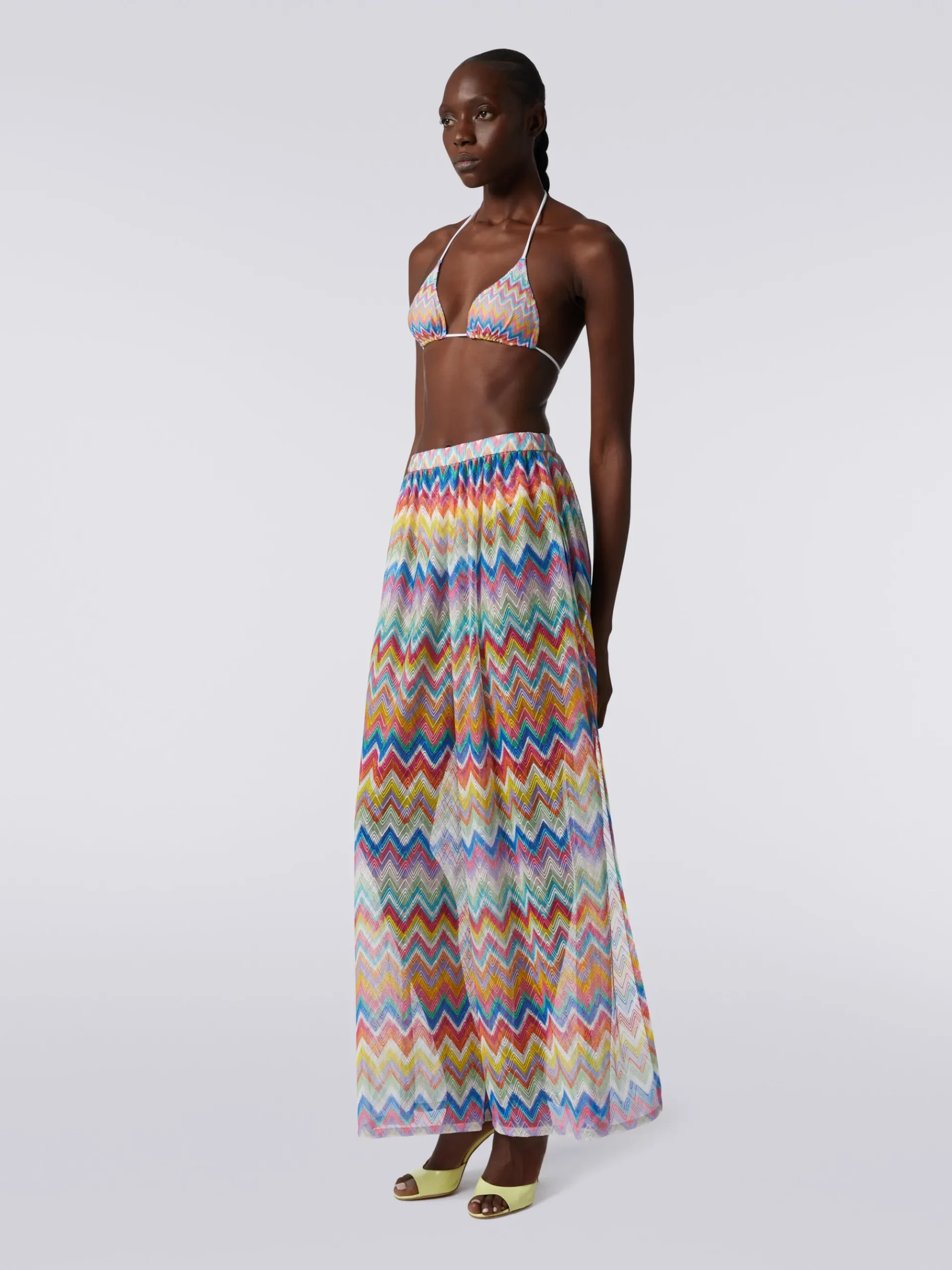 Cover-up trousers with zigzag print