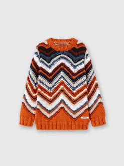 Crewneck pullover in cotton and wool blend