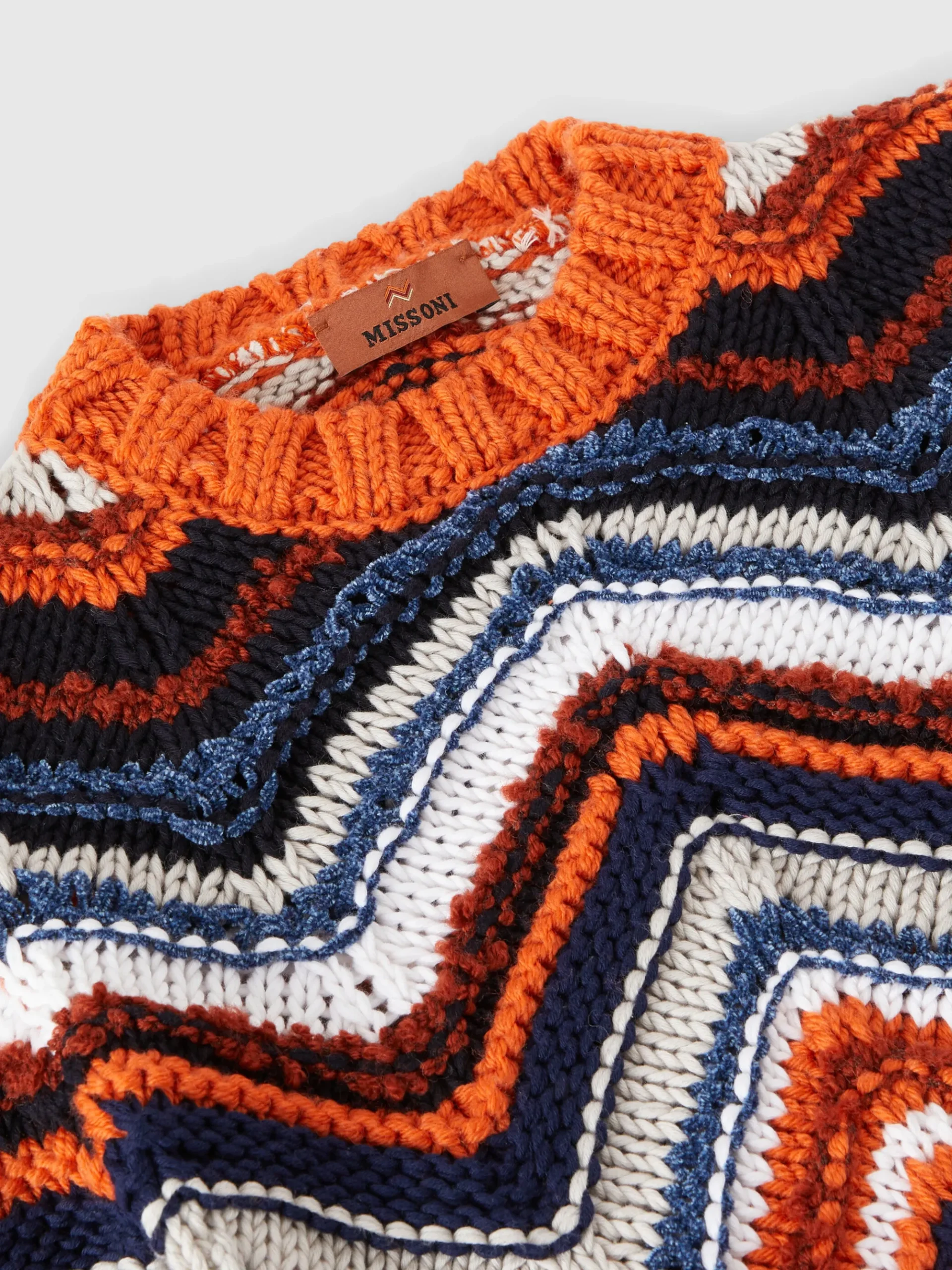 Crewneck pullover in cotton and wool blend