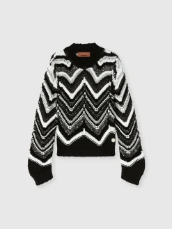 Crew-neck pullover in lamé wool blend