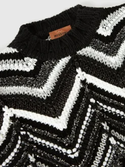 Crew-neck pullover in lamé wool blend