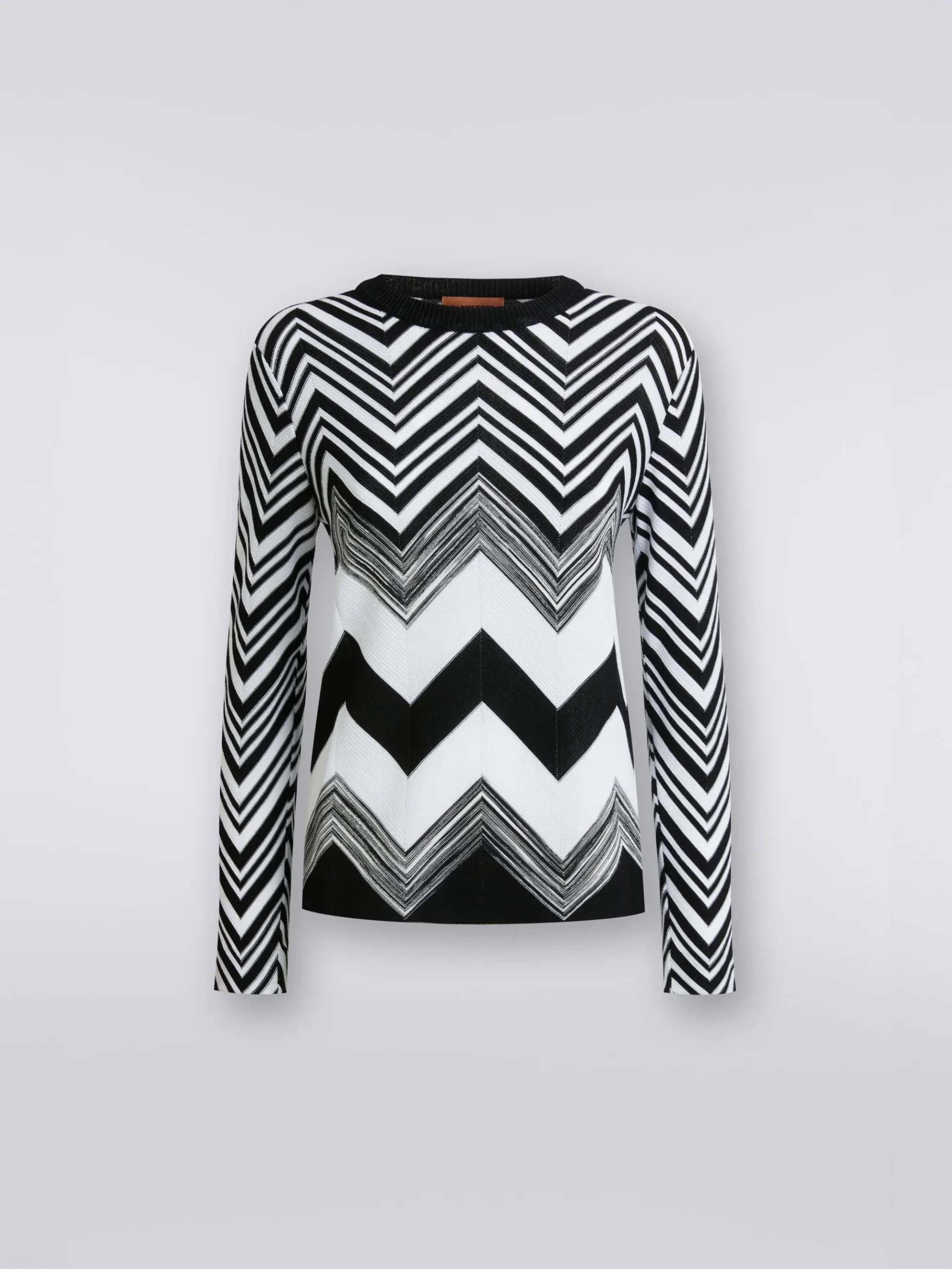 Crew-neck sweater in zigzag cotton blend