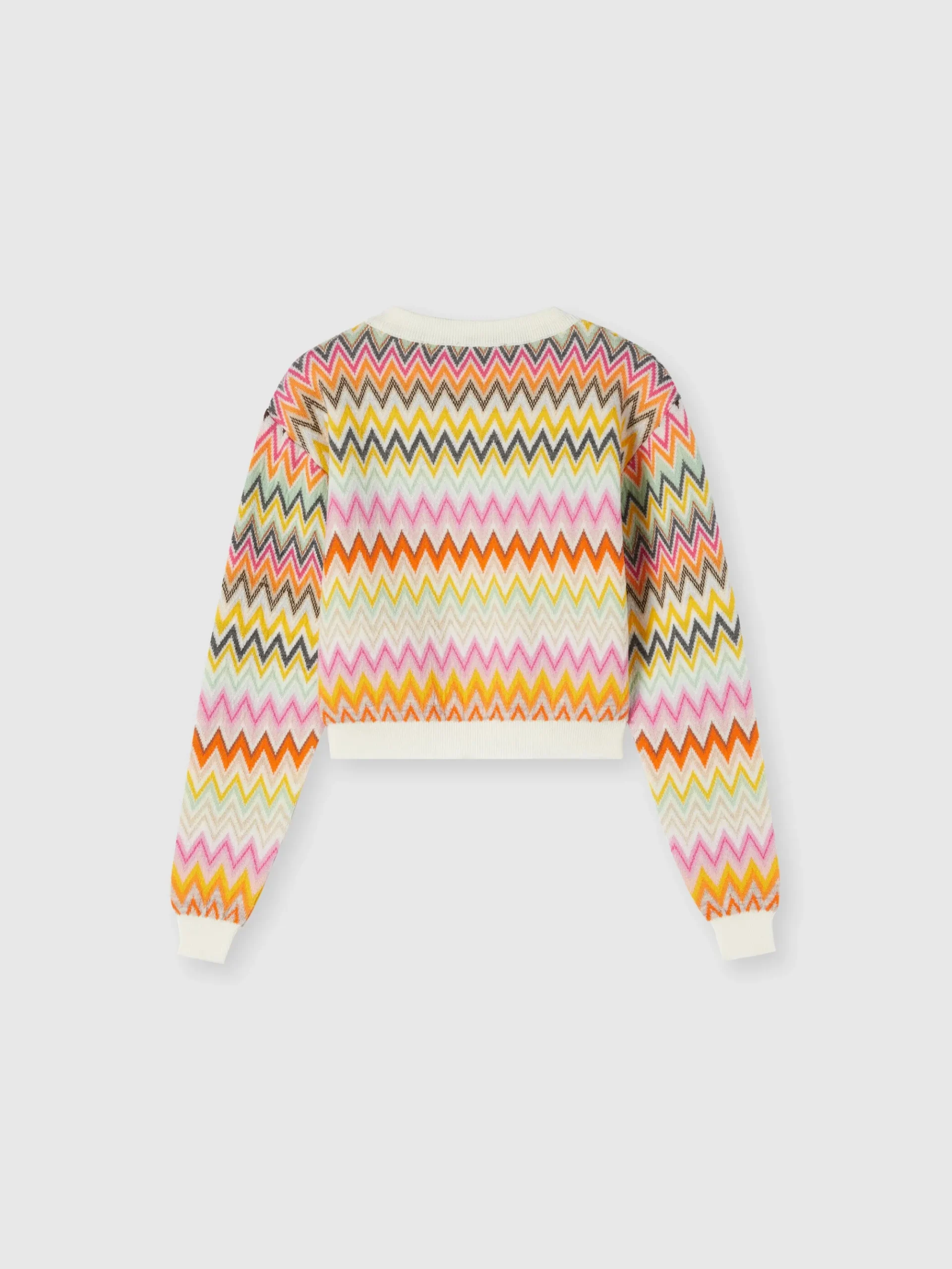 Crewneck sweater in zigzag wool knit