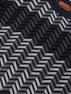 Crewneck sweater in zigzag virgin wool