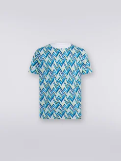 Crew-neck T-shirt in cotton with zigzag print