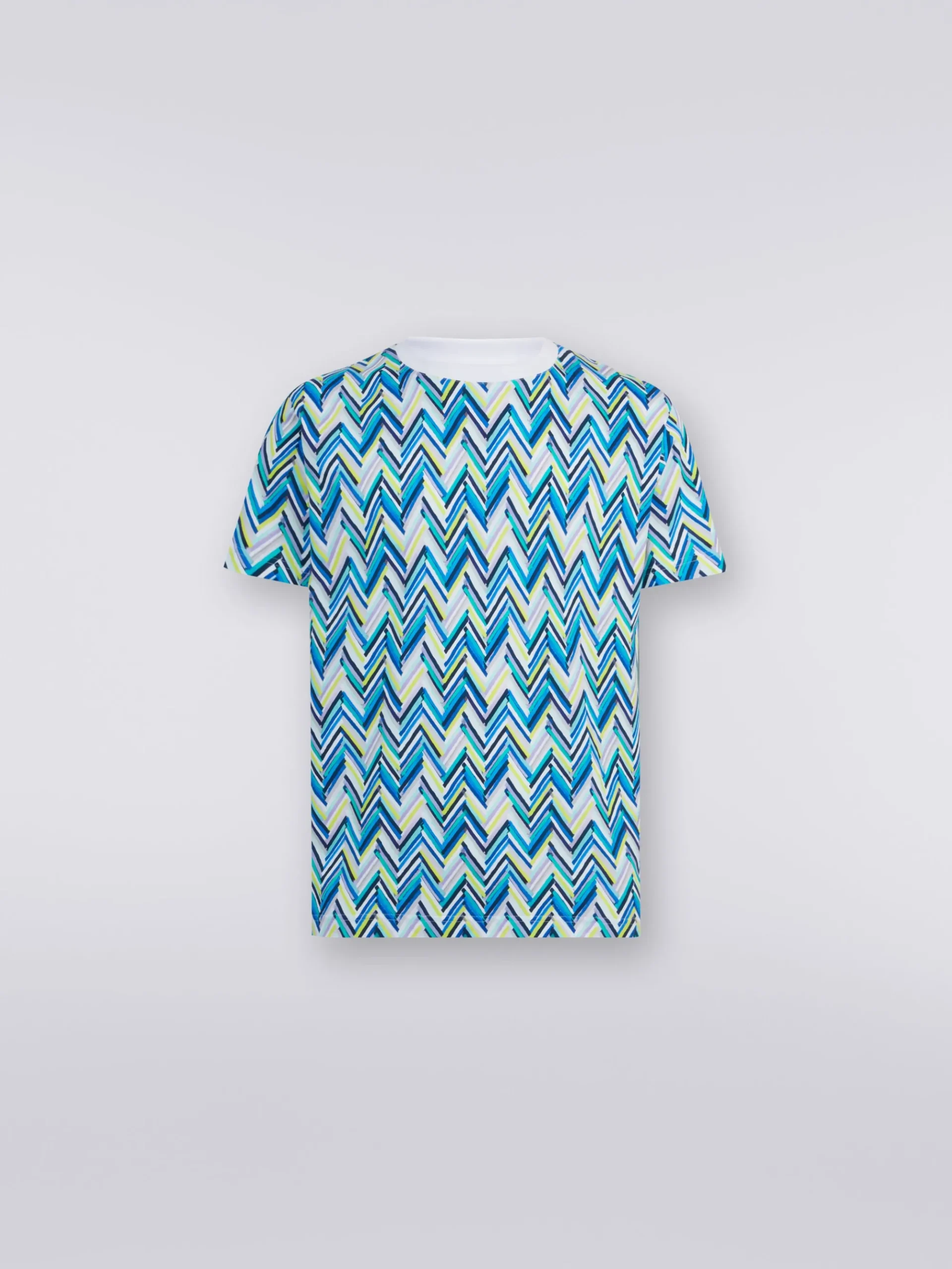 Crew-neck T-shirt in cotton with zigzag print