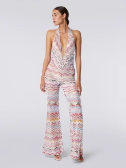 Crochet jumpsuit with V neckline