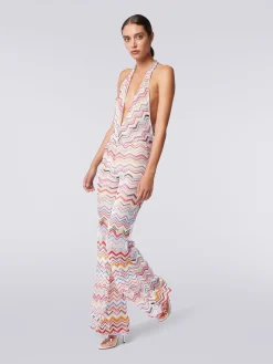 Crochet jumpsuit with V neckline