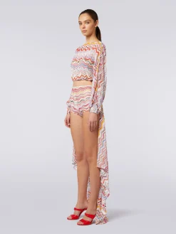 Crochet long-sleeved top with lurex