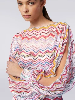 Crochet long-sleeved top with lurex