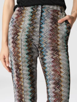 Cropped trousers with lamé slub zigzag motif