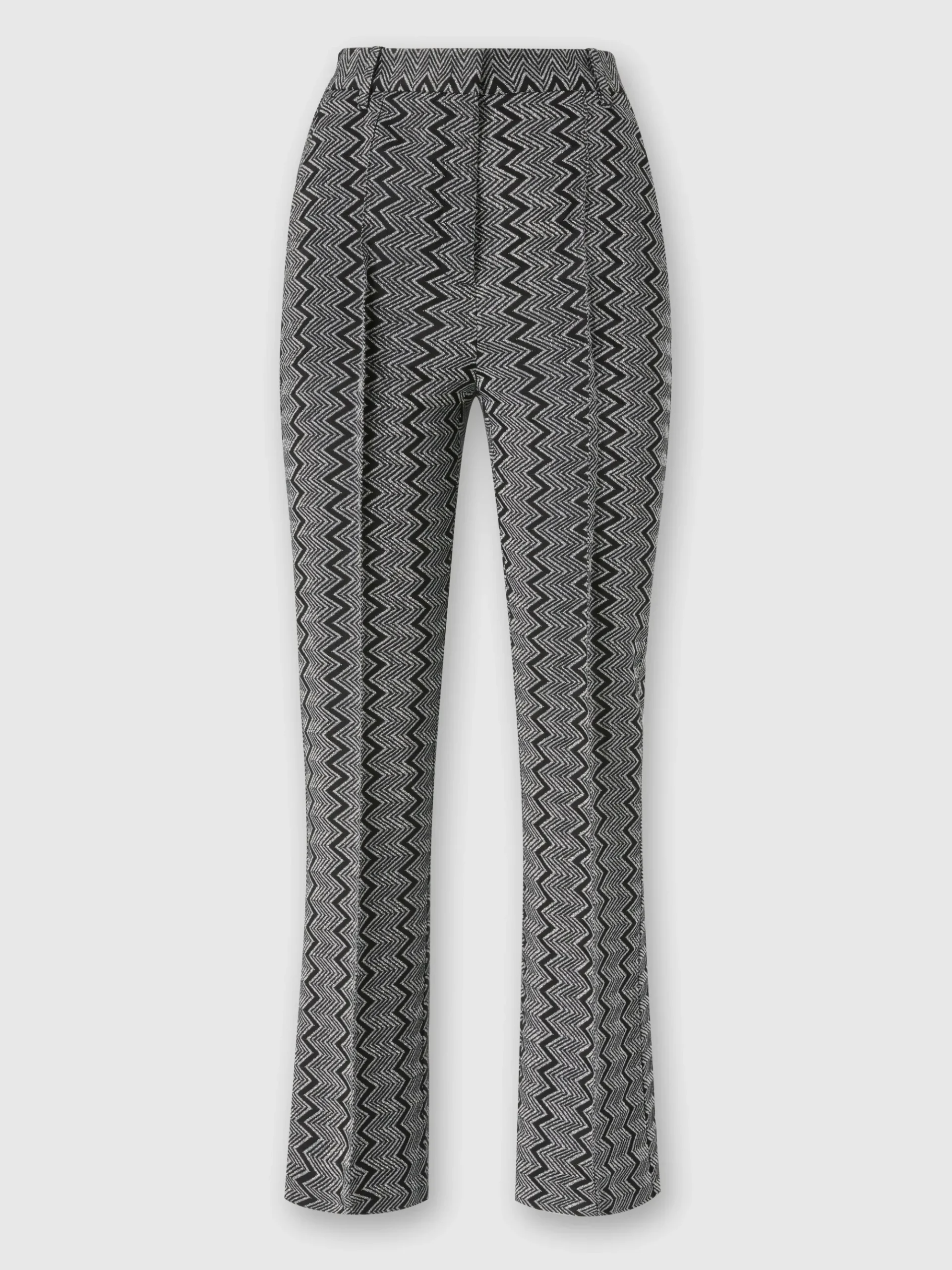 Cropped trousers with zig zag lamé motif