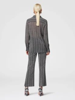 Cropped trousers with zig zag lamé motif