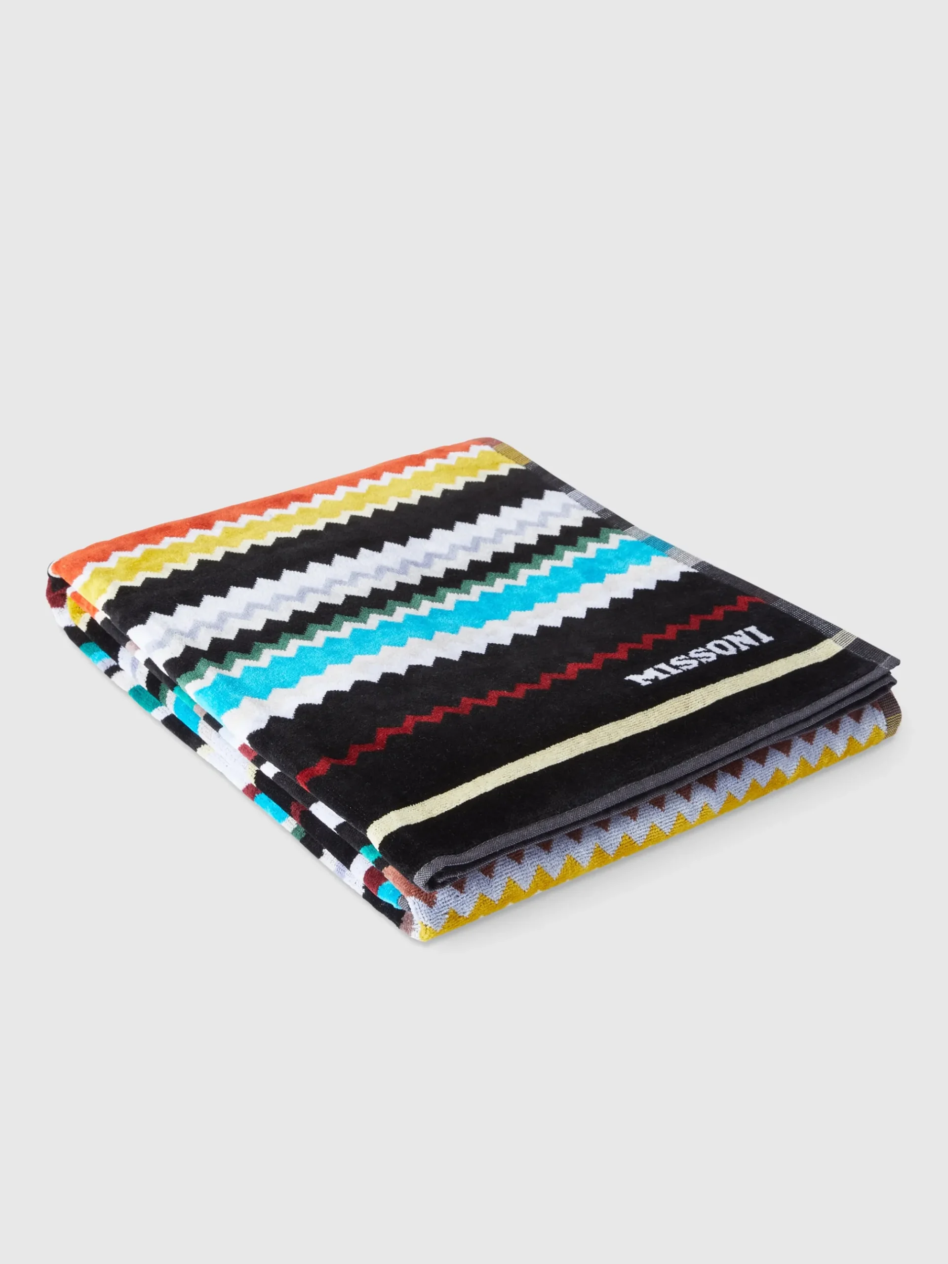 Curt 100x180 cm beach towel in zigzag cotton terry cloth