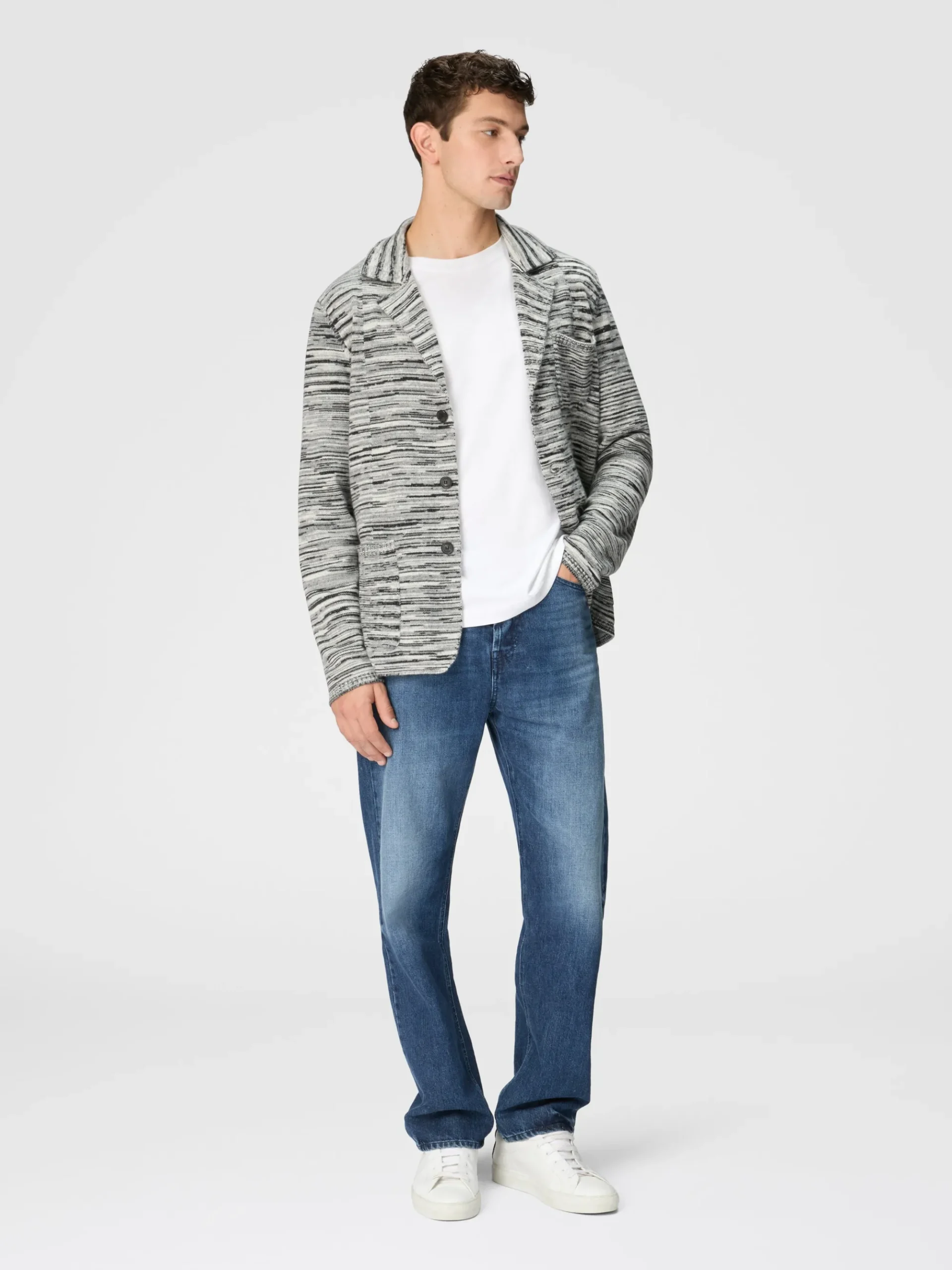 Deconstructed mélange cashmere blazer