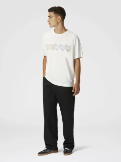 Denim cargo trousers with chevron knit inserts