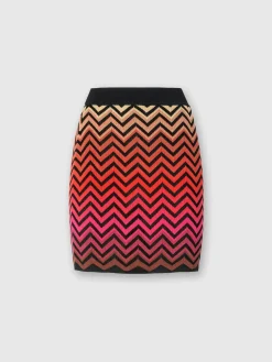 Dégradé chevron cotton and viscose miniskirt