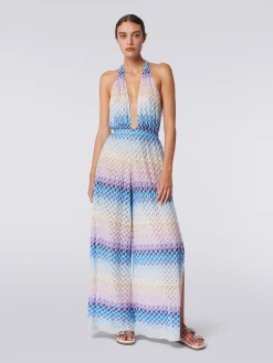 Dégradé lace-effect jumpsuit with lurex