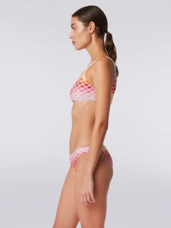 Dégradé lace-effect one-shoulder bikini with lurex