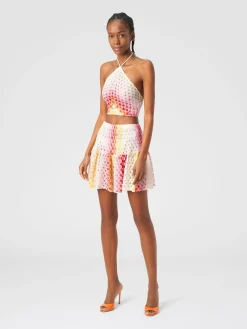 Dégradé lace-effect top with American neckline