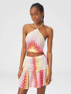 Dégradé lace-effect top with American neckline