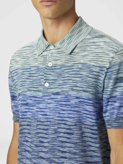 Dégradé slub cotton knit polo shirt