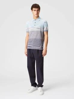 Dégradé slub cotton polo shirt