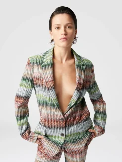 Dégradé zig zag knit blazer with sequins