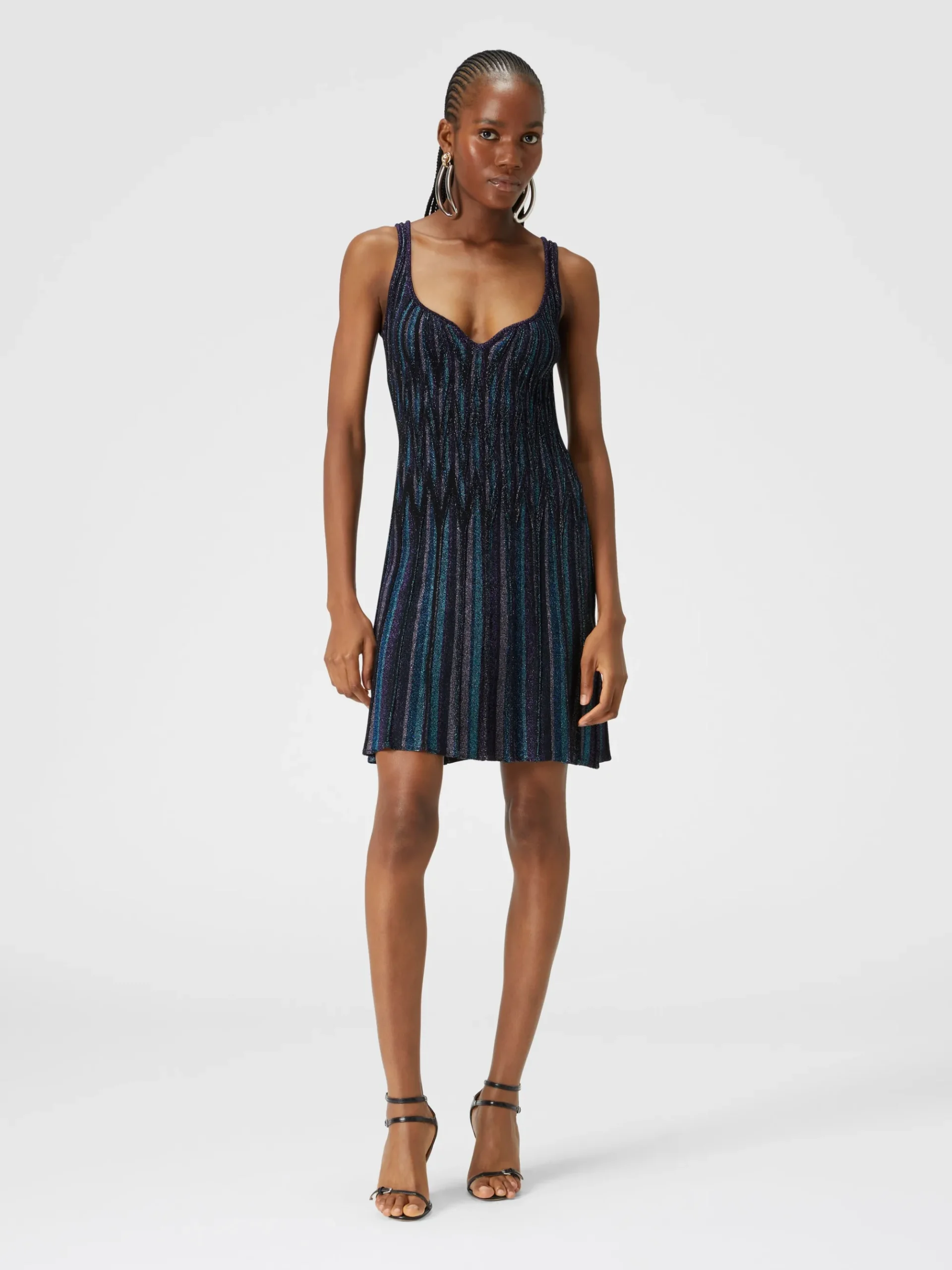 Diamond lamé mini-dress with sweetheart neckline