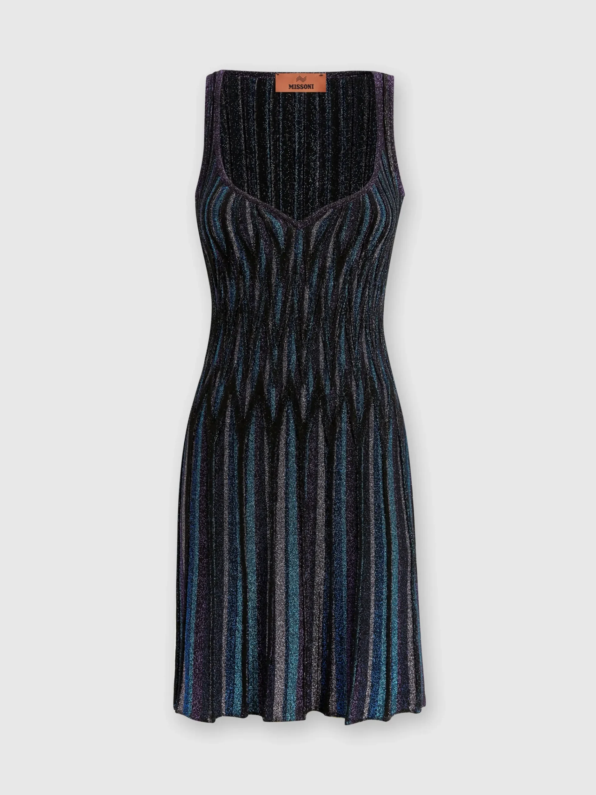 Diamond lamé mini-dress with sweetheart neckline