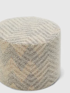 Dinamico bouclé cylindrical pouffe 40x30 cm chevron pattern
