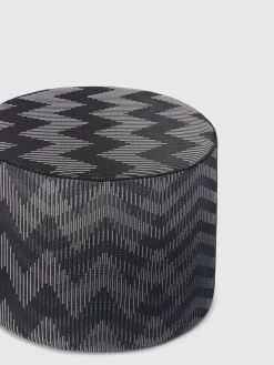 Dinamico cylindrical pouffe 40x30 cm with zigzag pattern