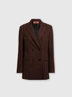 Double-breasted zigzag cotton and viscose blazer