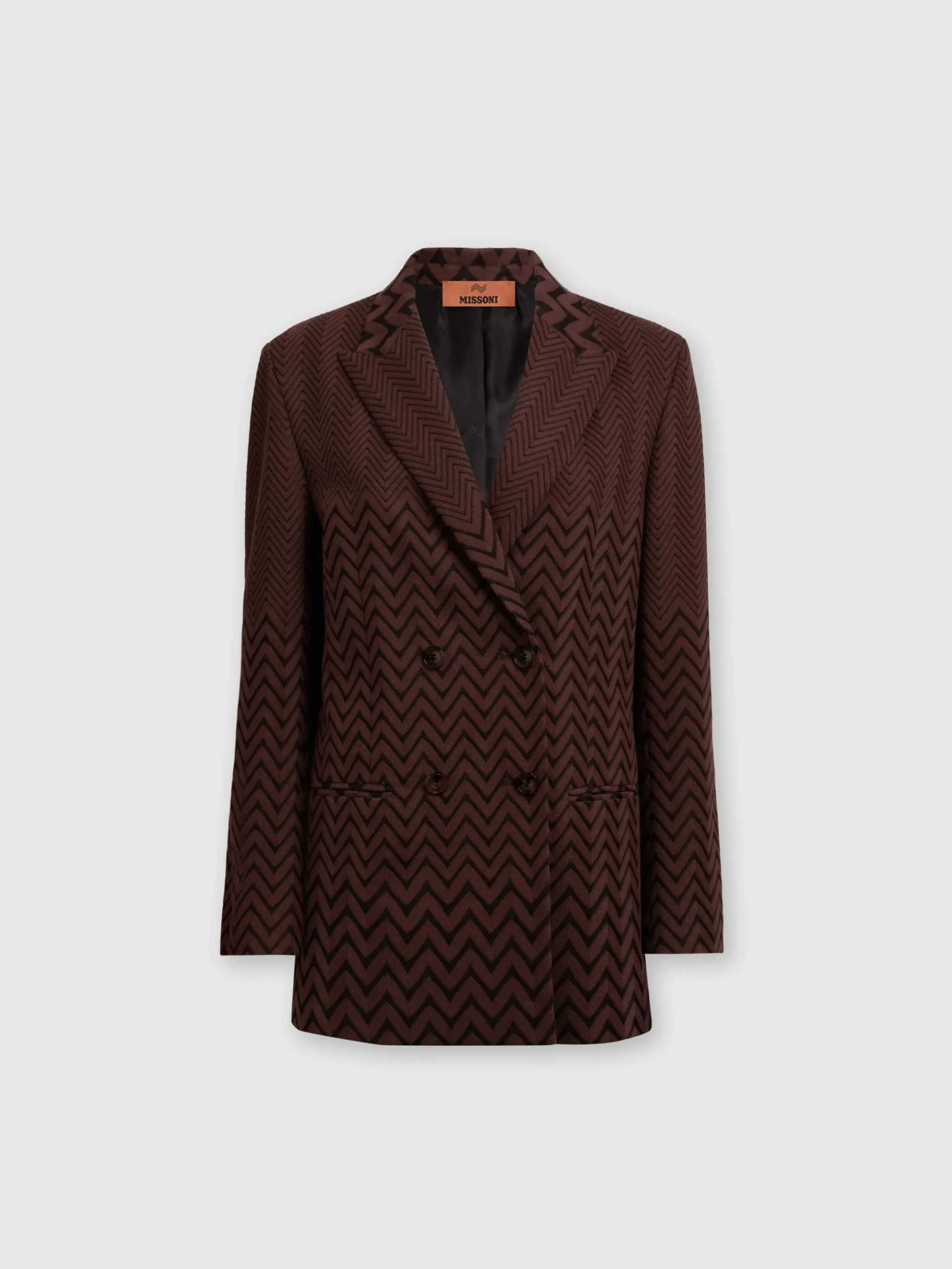 Double-breasted zigzag cotton and viscose blazer